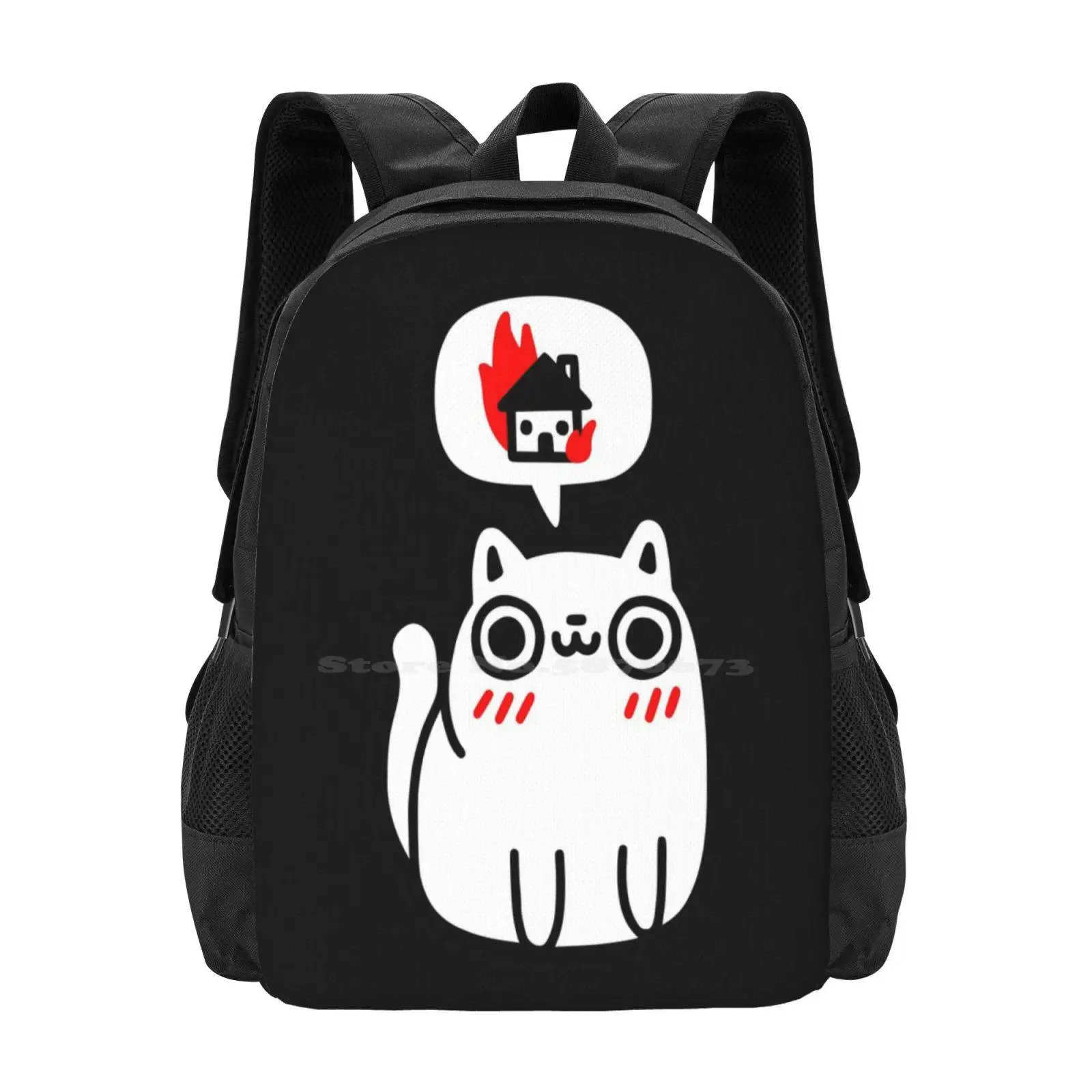 Dreaming Of Destruction Bag Backpack For Men Women Girls Teenage Cats Funny Cute Destruction Destroy Fire Explosion Burn Down