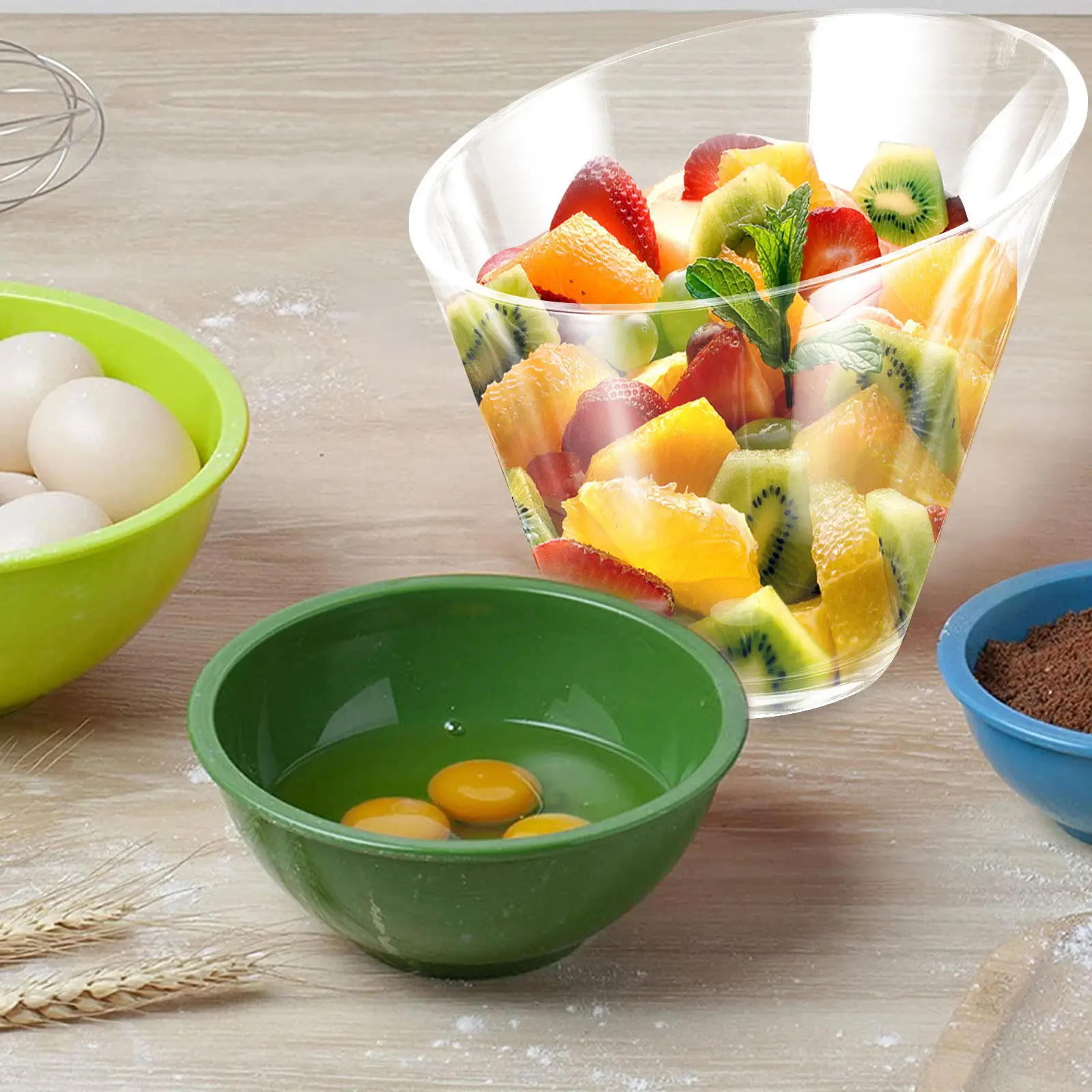 

Acrylic Slant Salad Bowl Clear Premium Crystal Material Perfect for Desserts Fruit Vegetable Serving Snack Container 19Cm
