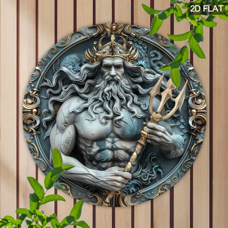 CIFBUY Modern Poseidon Greek Mythology Aluminum Wall Art Waterproof Rustproof Decor for Indoor Outdoor Living Room Patio Home