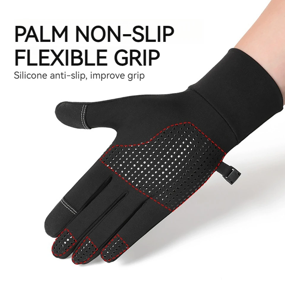 Cycling Gloves Men Silicone Non-slip Elasticity Fleece Running Bicycle Ski Liner Warmth Gloves Waterproof Touch Screen