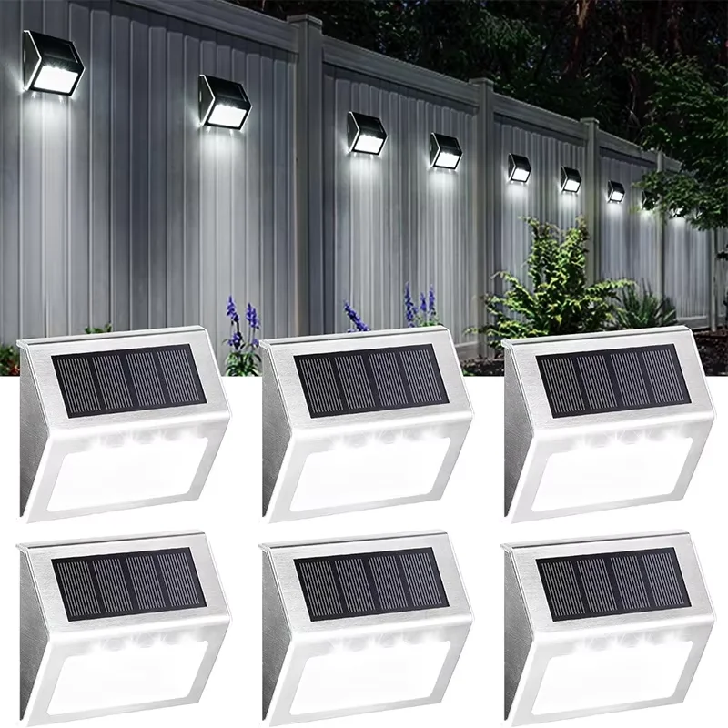 1-5Pack Solar Fence Light Outdoor Waterproof Stainless Steel LED Wall Lamps Decoration for Garden Stair Deck Patio Porch