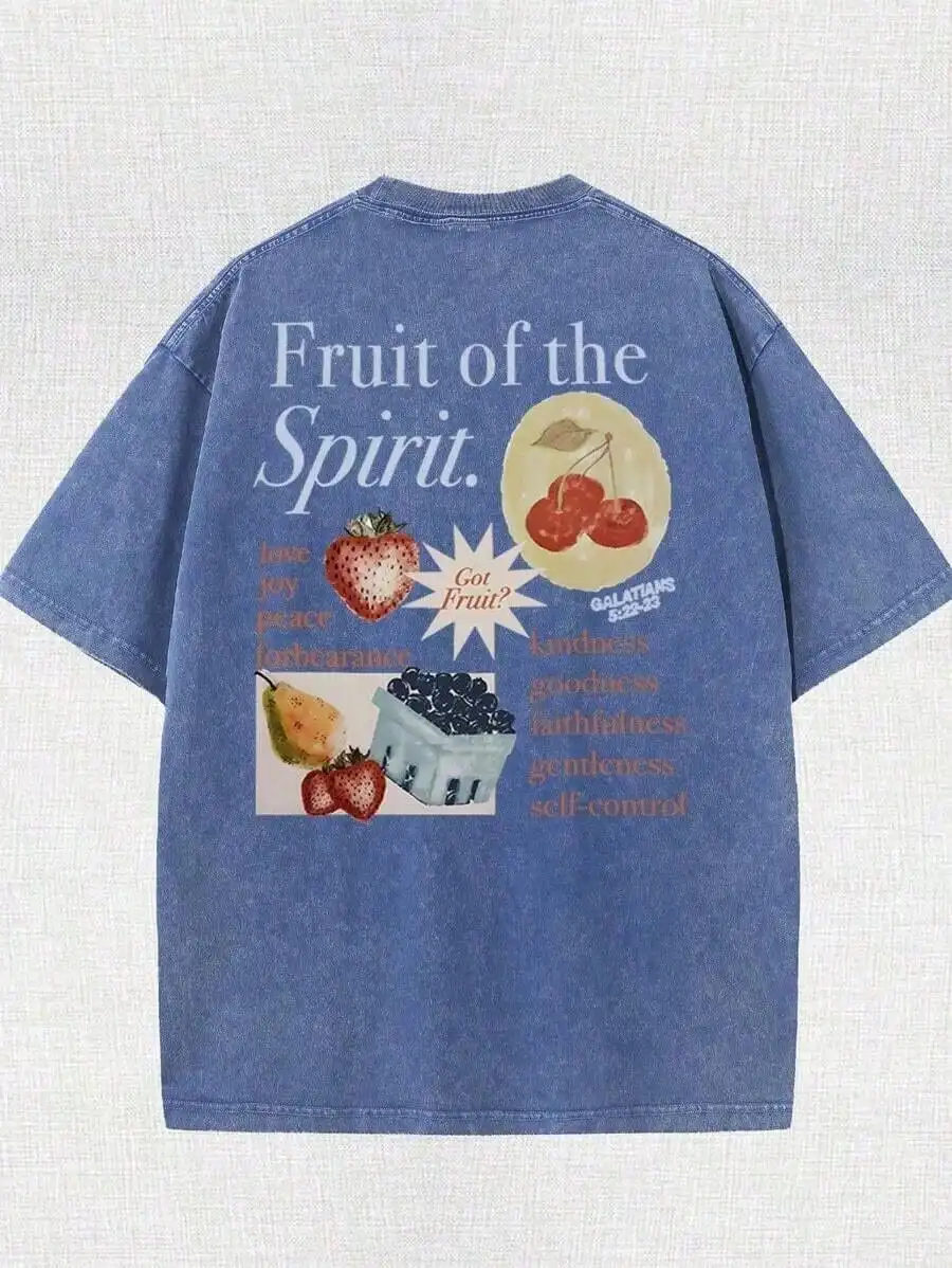 

Fruit Of The Spirit Christian Religious Vintage Washed T-Shirt Loose Comfortable Cotton Tee
