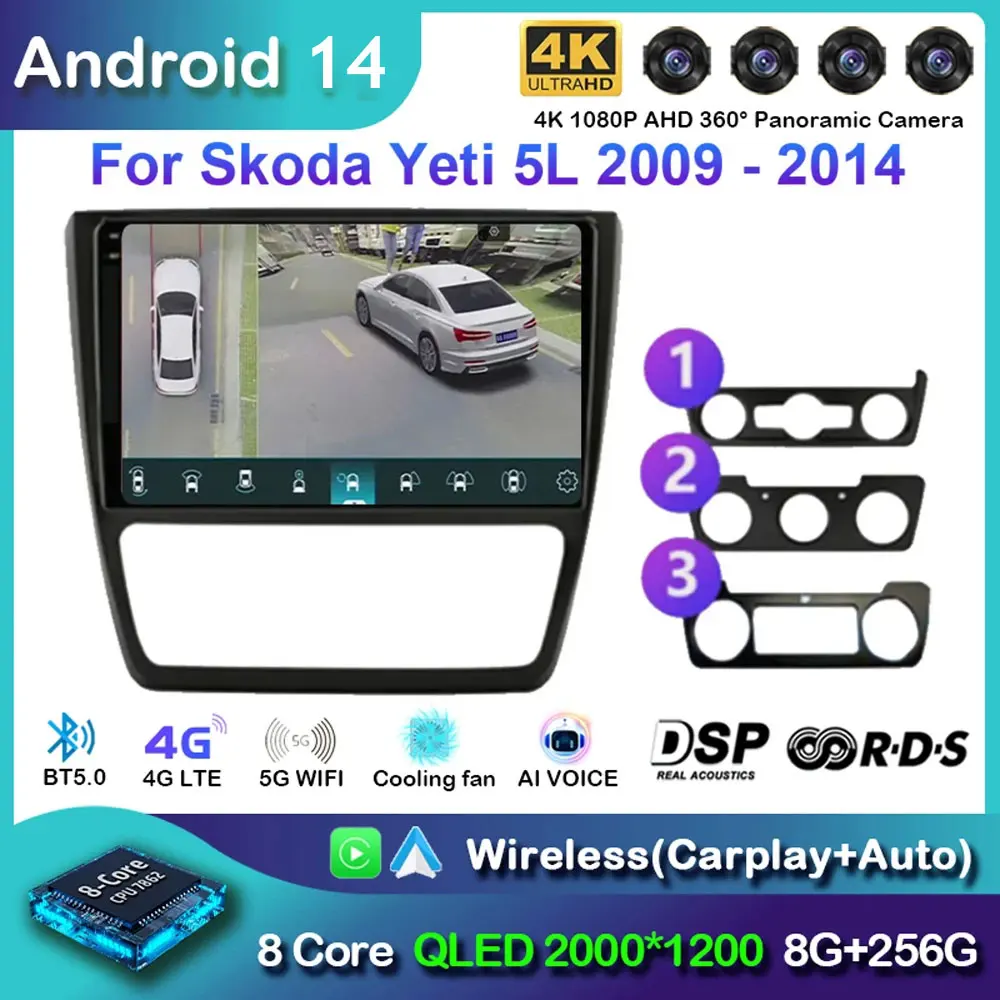

Автомагнитола 2DIN на Android 14, мультимедийная Автомобильная Мультимедийная система на Android для SKODA Yeti 5L 2009- 2014 Carplay 4G, автомагнитола 2DIN с GPS-навигацией