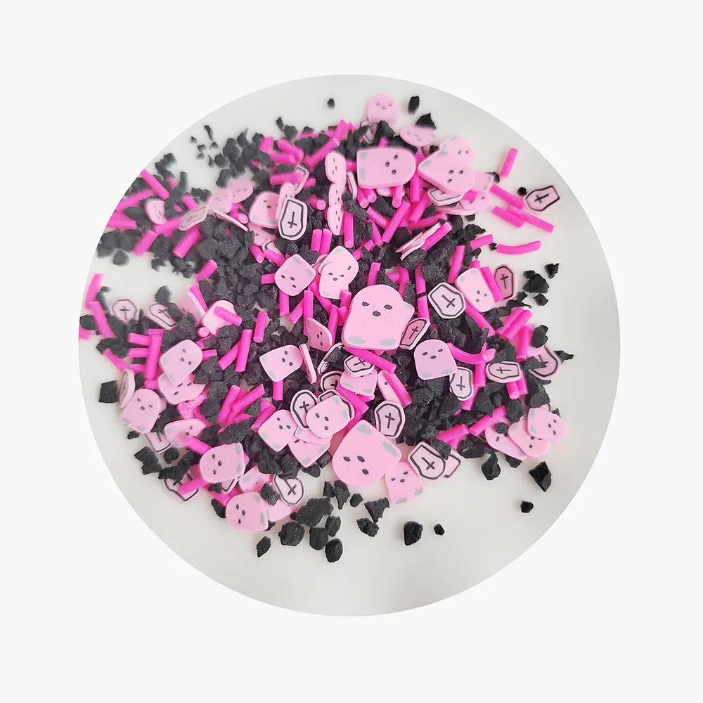 Halloween Series Pink Ghost Assorted Polymer Clay Slices Mixed Sprinkles for DIY Crafts Slime Filling