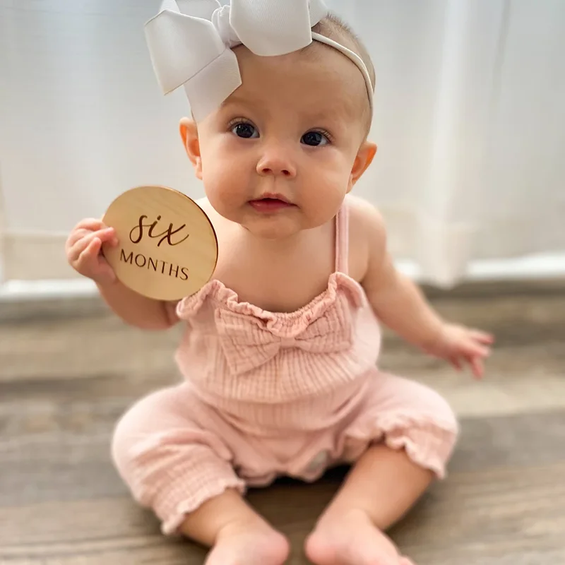 Month Milestone Disc for Baby Monthly Wooden Signs Baby Photo Props Month Marker Cards Newborn Baby Shower Party Decoration Gift