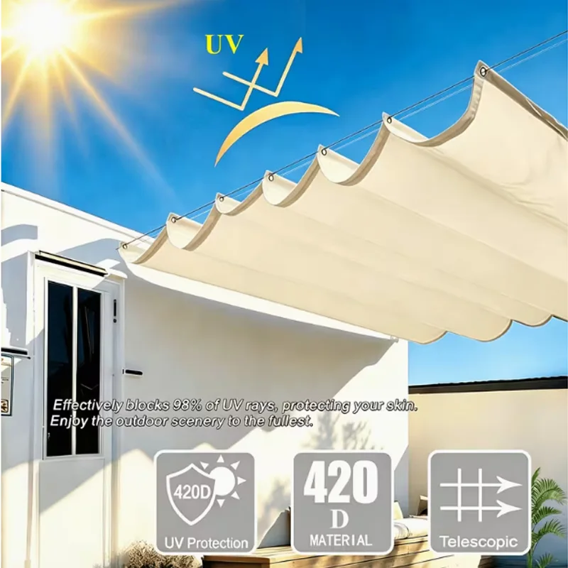 Waterproof Sun Shade Sail Wave Design for Patio Beach Deck UV Protection