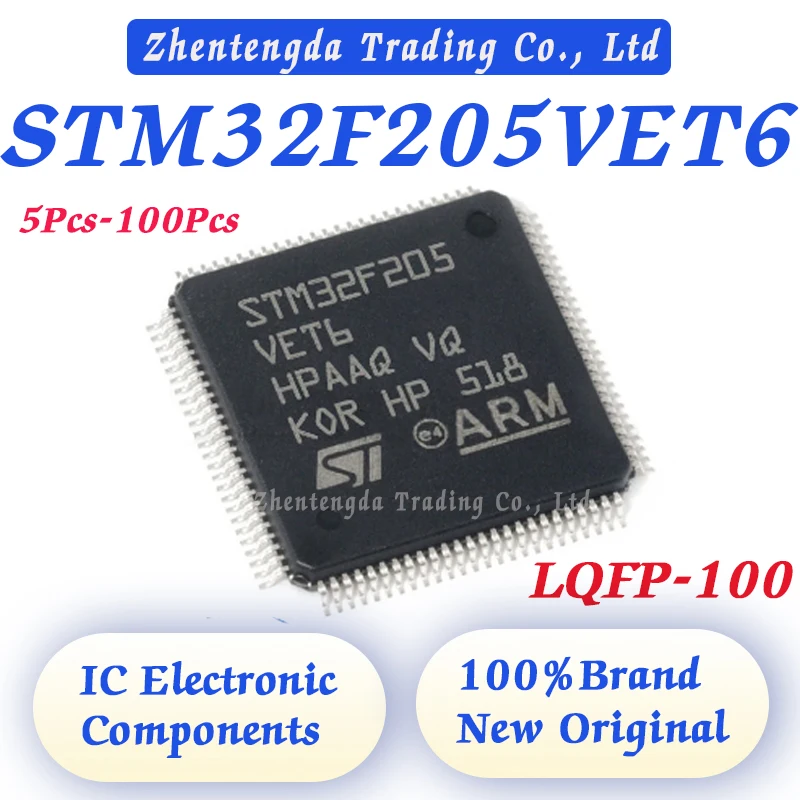 5Pcs-100Pcs STM32F205VET6 STM32F205VE STM32F205V STM32F205 STM32F STM32 32F205VE STM IC MCU Chip LQFP-100