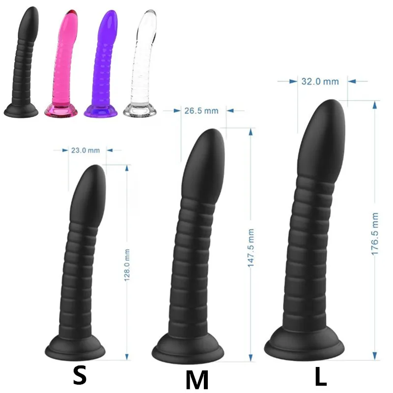 S/M/L Black Soft Liquid Silicone Realistic Dildo Strong Suction Cup Sex Toys For Woman Adult G-spot Female Sexy Toy Anal Plug 2#