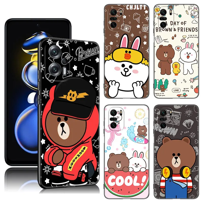 Friends Bear Phone Case For Xiaomi POCO X3 X4 NFC F5 M2 M3 M4 M6 X5 Pro F3 F4 GT 5G C31 C55 M5S Black Silicone Cover