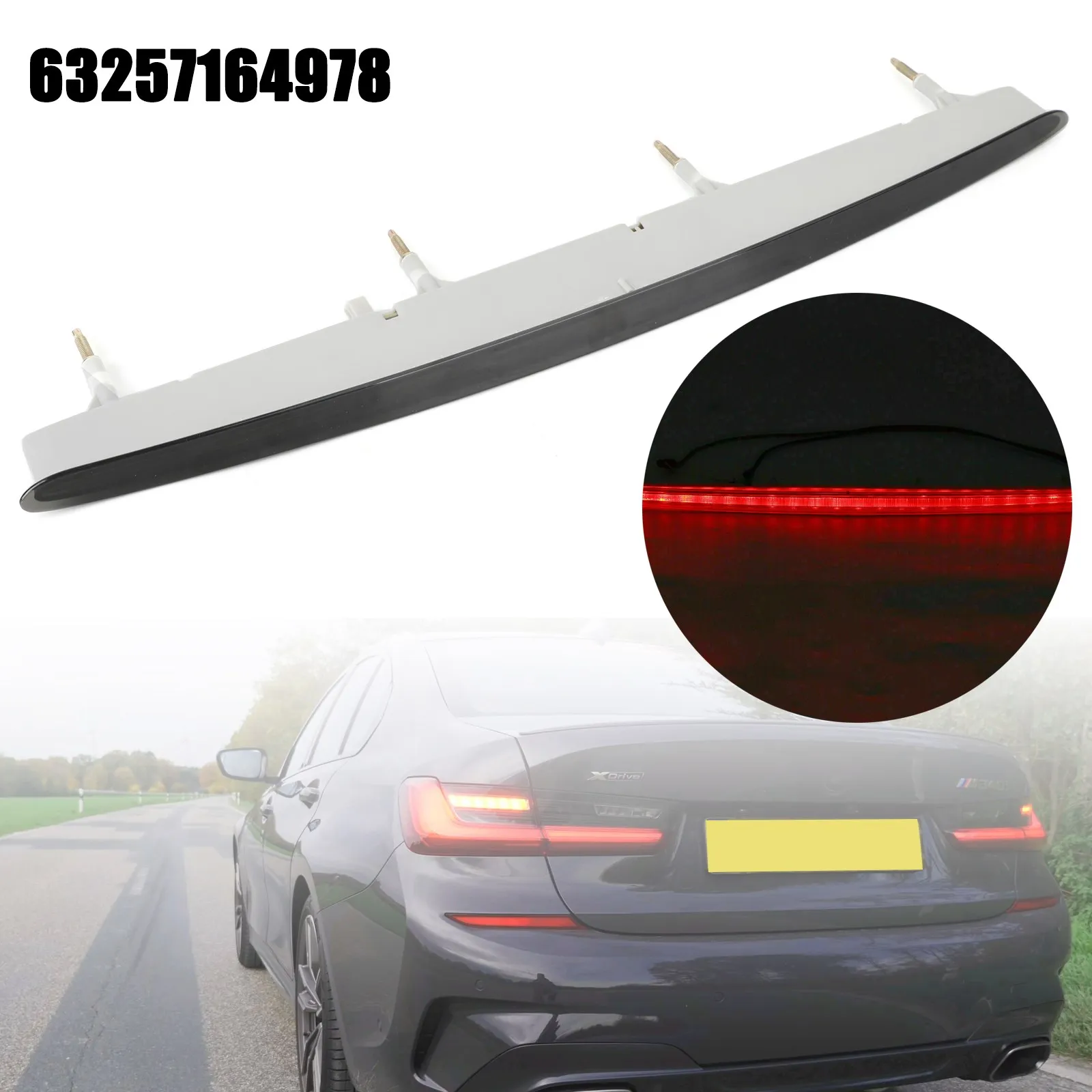 Areyourshop 3rd Third High Mount Center Brake Light For BMW 128i 135i 1 Series M 63257164978 Red Lens Brake Stop Light