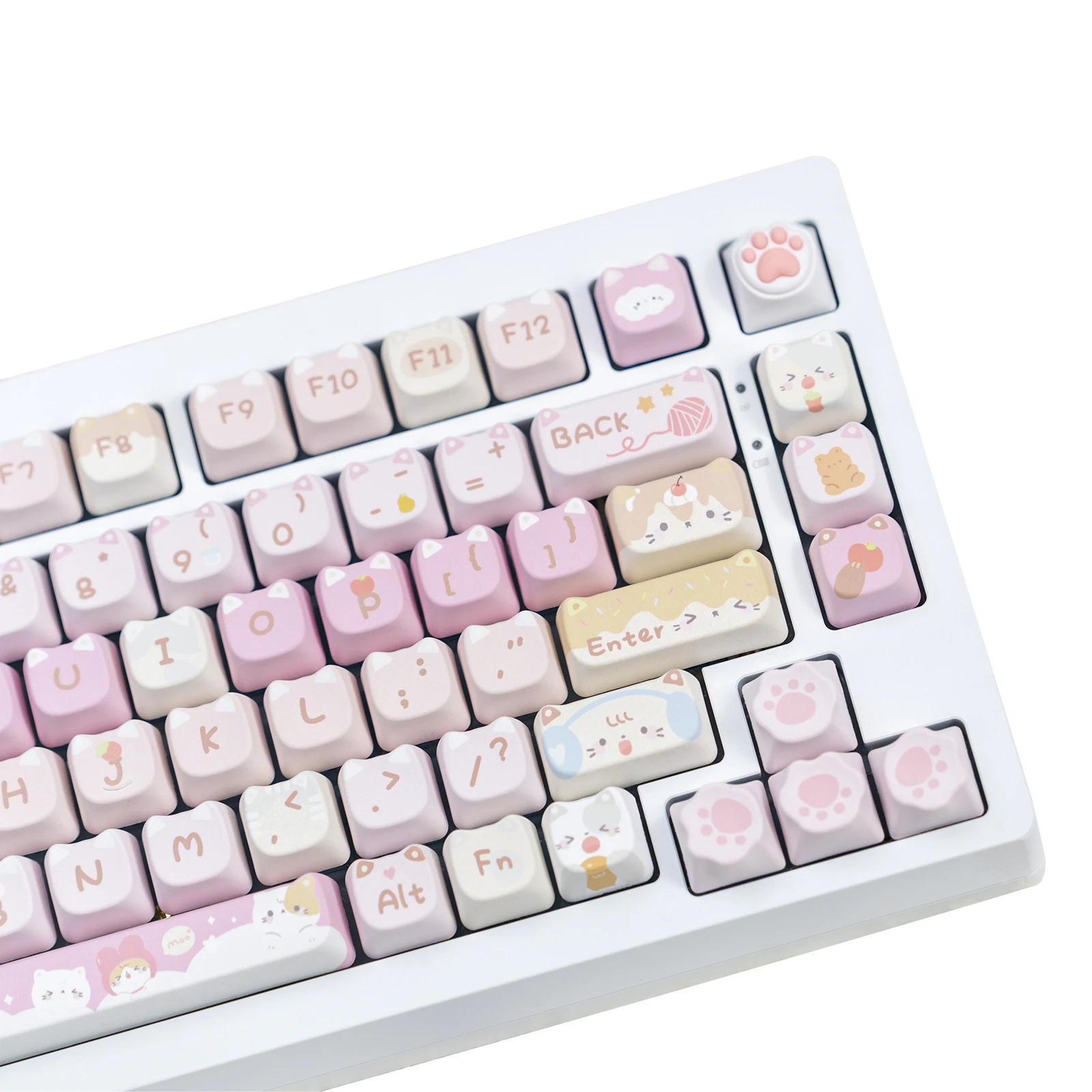 Custom KiiBOOM x Maorbeng Meow Meow Squad Keycaps 141 Keys PBT MAO Profile Set for Mechanical Gaming Keyboard Gift