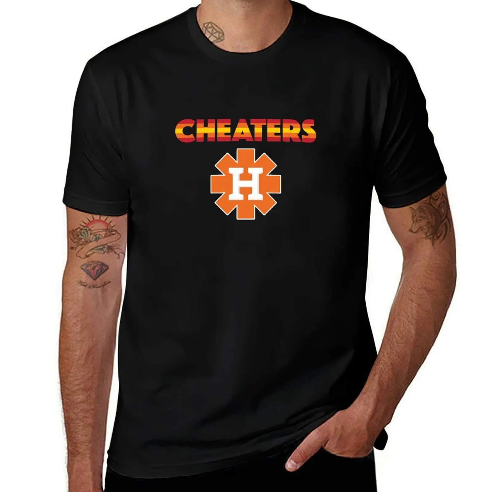 Houston Astericks Cheating Baseball T-Shirt Durable Work Wear T-Shirt