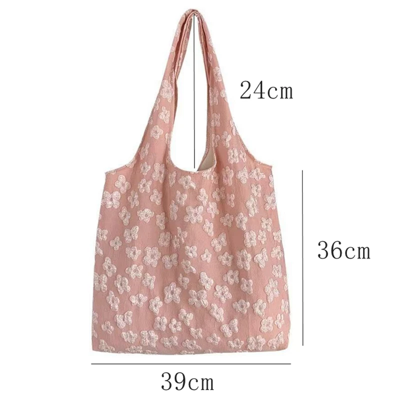 Youda New Canvas Fabric Shoulder Bag For Women Simple Floral Pattern Handbag Large Casual Capacity Shopper Tote Bags