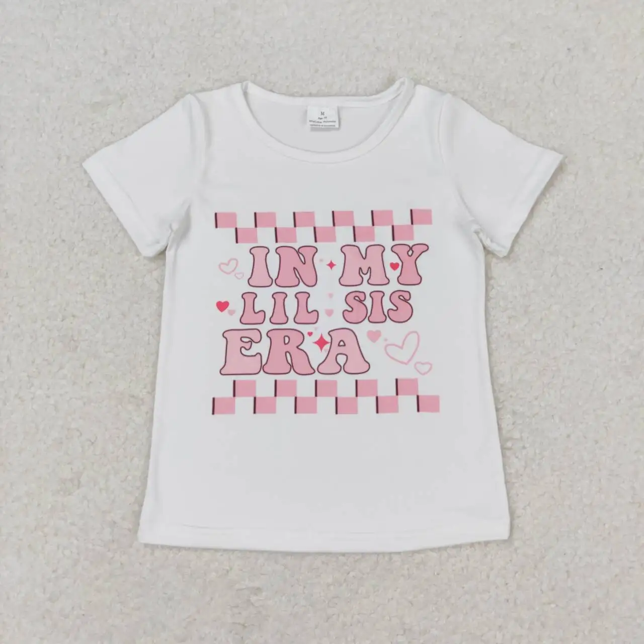 GT0557 Stylish, Good-Looking Girls Clothes  Short Sleeves Top In My Lil Sis Era Letters Print  With  Children Clothes