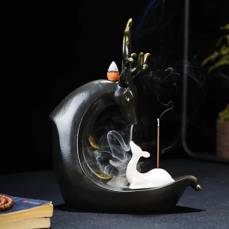 

Lcuky Deer украшения для дома, держатель для ароматических палочек с обратным потоком, керамическая курильница