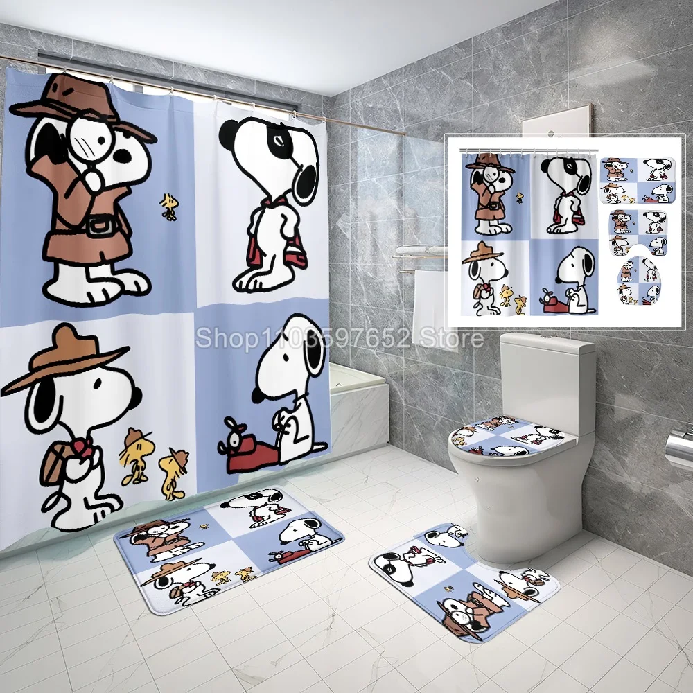 Snoopy Shower Curtain Waterproof Splash-proof and Corrosion-resistant Bathroom Dedicated Bathroom Full Set Luxury Set