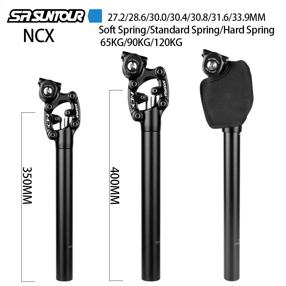 SR SUNTOUR NCX-tija de sillín para bicicleta de montaña, tubo de asiento con amortiguador, 27,2, 28,6, 30,0, 30,4, 30,8, 31,6, 33,9mm x 350mm, 400MM