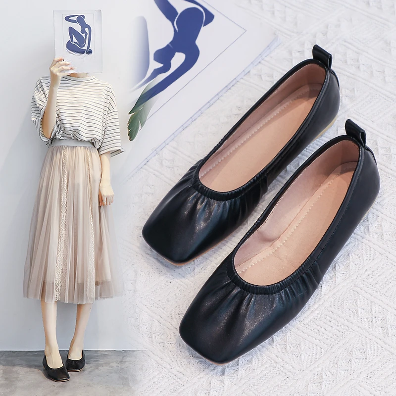 Genuine leather flat shoes, lightweight soft soled leather shoes