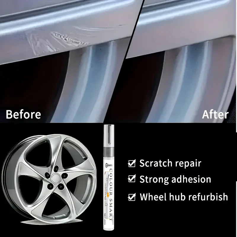 Silver Tire Rim Scratch Repair Touch-Up Pen - Scratch Repair, Touch-Up Pen Available in Three Colors, Easy to Use