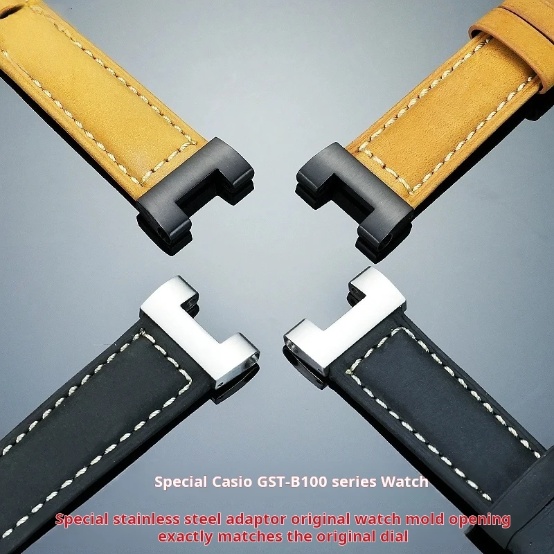 Retro matte Cowhide Watch Band For Casio G-Shock GST-210 GST-W300 GST-400G GST-B100 S100D/S110D/W110 Men leather strap Bracelet view 4