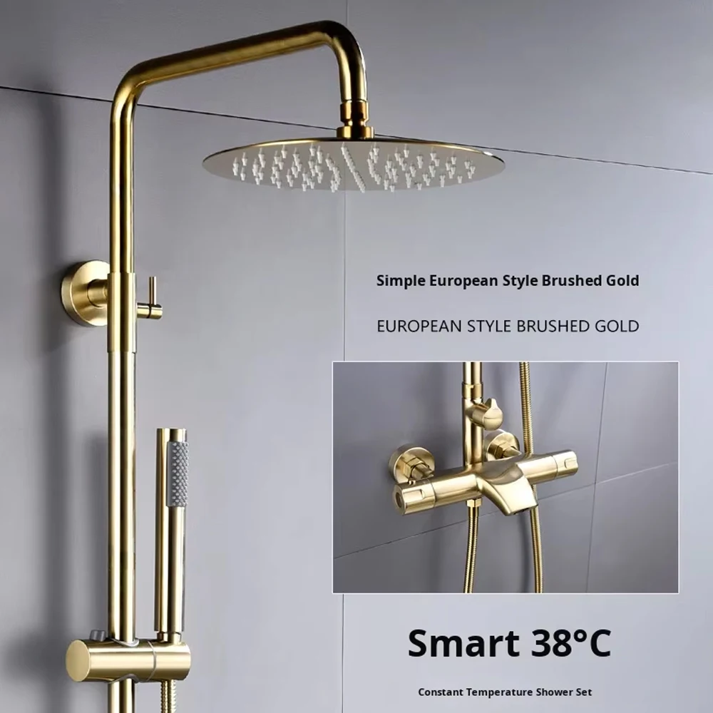 High Quality 10 Year Warranty Solid Brass Mixers Smart Thermostatic Bathroom Rainfall Shower Set Column System for Hotel Villa