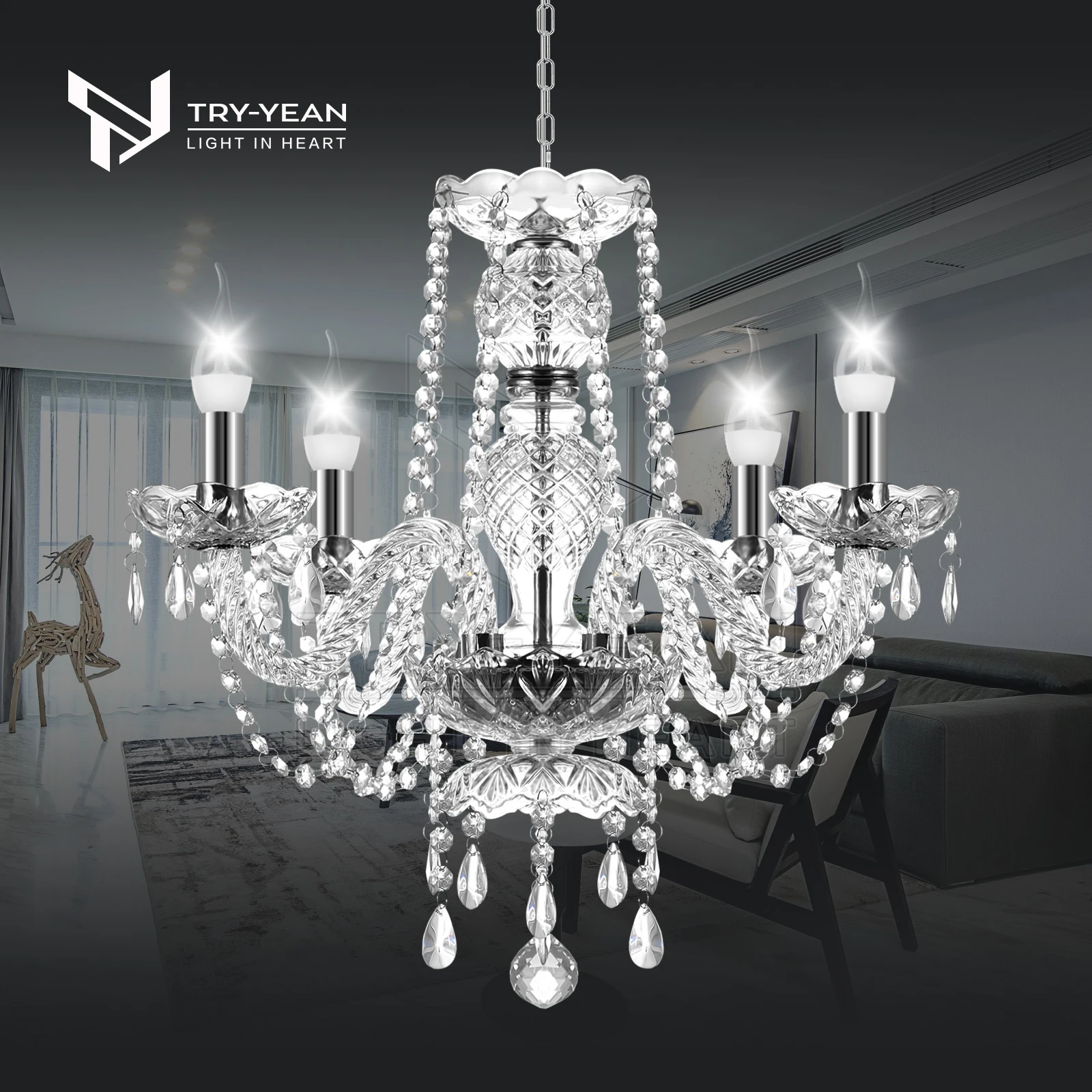 Moderne Kristall Glas Led Kronleuchter Lichter Hause Beleuchtung Transparent Glanz Kronleuchter