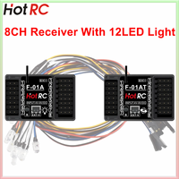 HotRC F01A F-01AT 8Channel Gyro Receiver Lamp Control Voltage Return PWM 8CH with 12LED Light for RC Car Aircraft Tank Boat Part