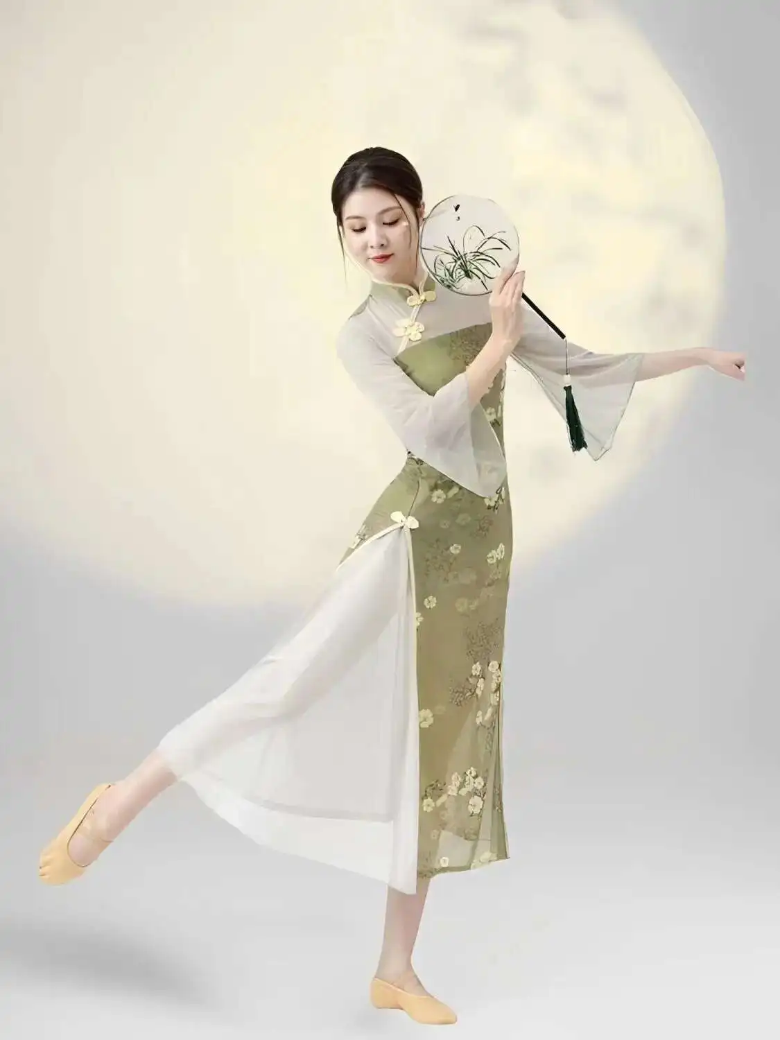 

[6419 People Collect]New Chinese Cheongsam Dance Costume, Classical Dance Gauze Costume, Fairy Like Adult Dance Performance