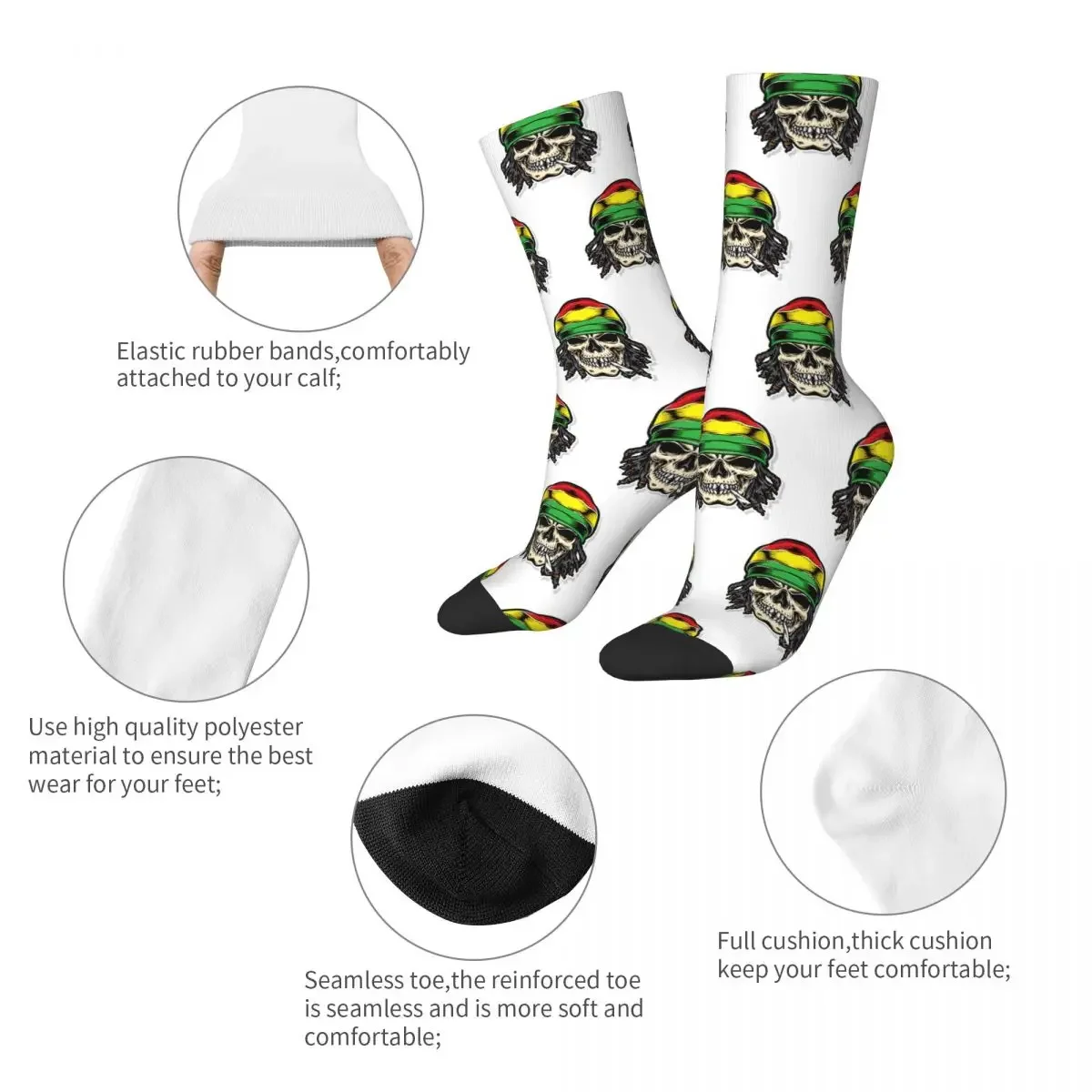 Cool Cool Rasta Lion Of Judah Art Dreadlock Rastafari Basketball Sock Novelty Crazy Socks Middle Tube Socks for Unisex Non-slip