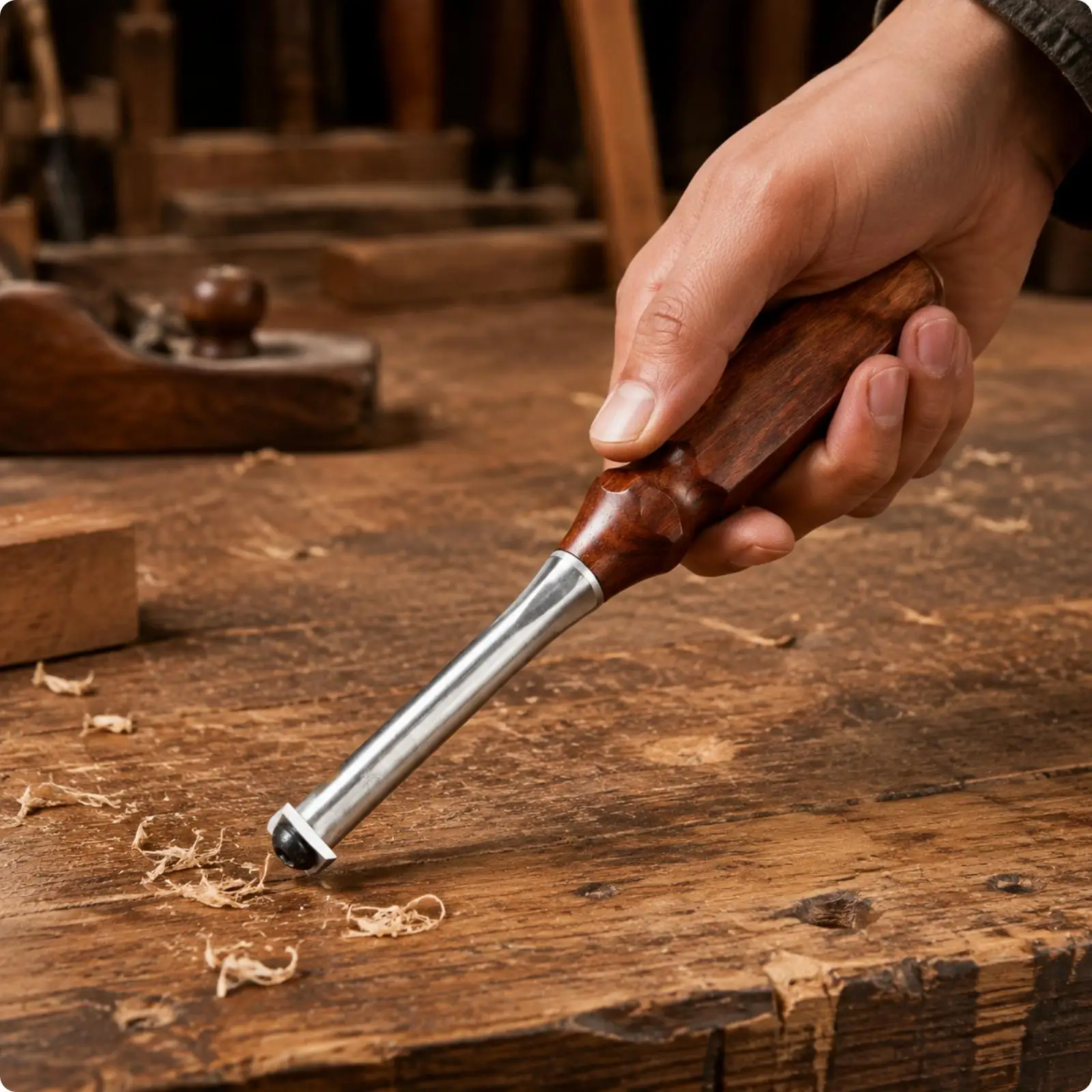 Handheld Industrial Scraper with African Rosewood Handle for Woodworking Glue Removal Deburring and Fine Trimming