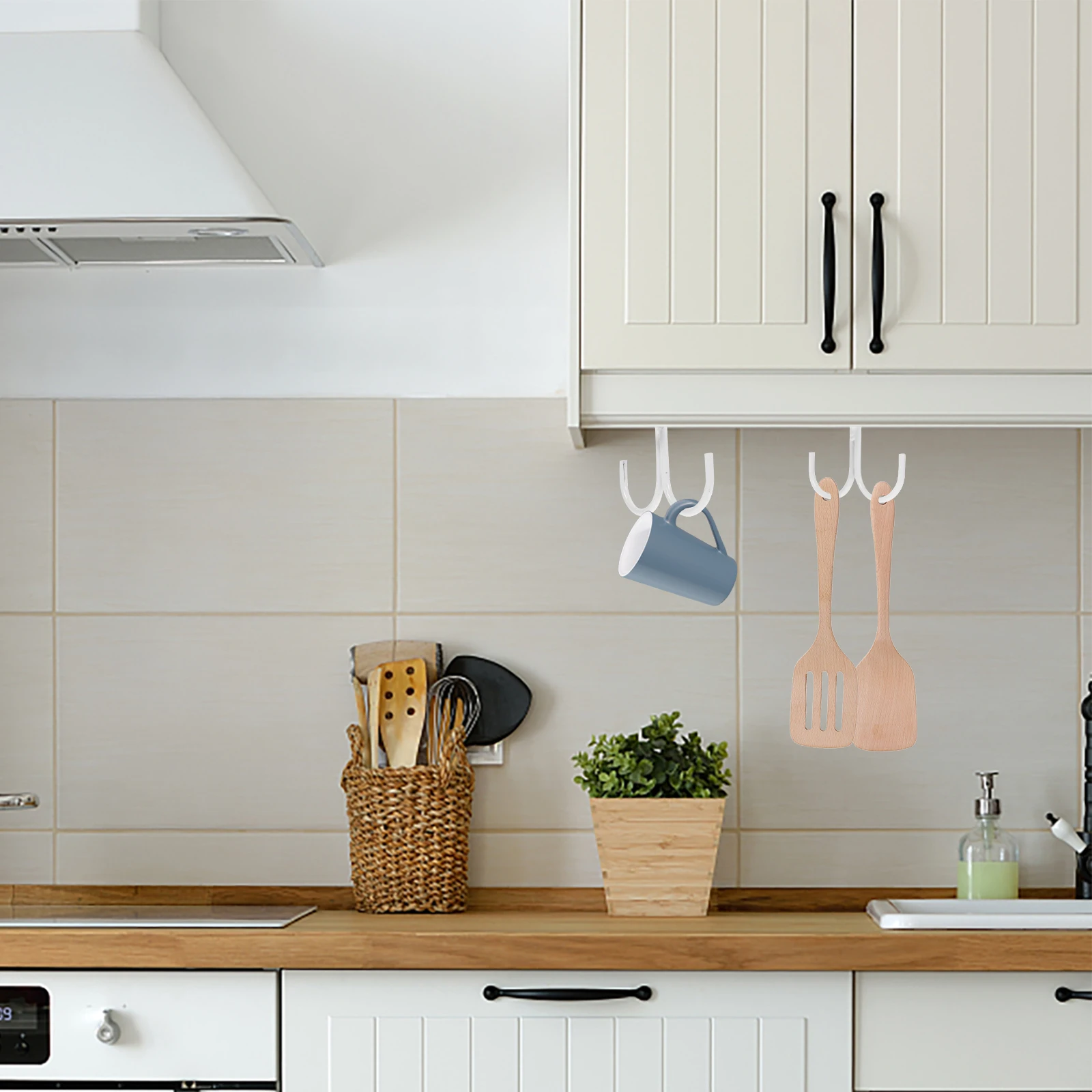 

Utensil Holder Hanger Cupboard Organizer Iron Material Rustproof Space Saving Rack for Kitchenware Organizer