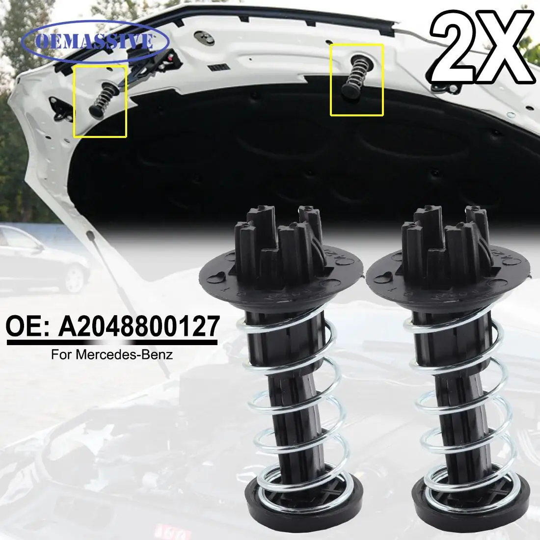 OEMASSIVE 2x Mercedes-Benz W204 W212 S212 A207 C207 W222 R231 X204 Hood Spring Catch Safety A2048800227 2048800127 Fastener Clip