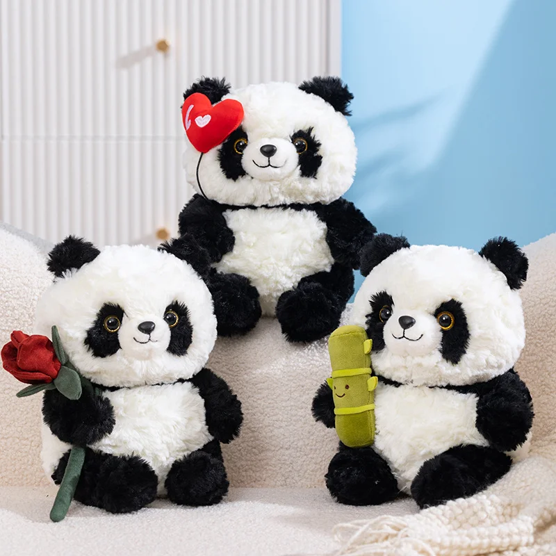 

Kawaii Panda HuaHua Hold Bamboo Rose Plush Toys Cartoon Stuffed Animal Cute Flower Bear Plushie Doll Girls Soft Hug Pillow Decor