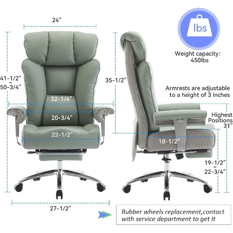 Ergonomic Chairs, Executive =For Heavy People, Computer With Foot Rest, High Back Office Chair