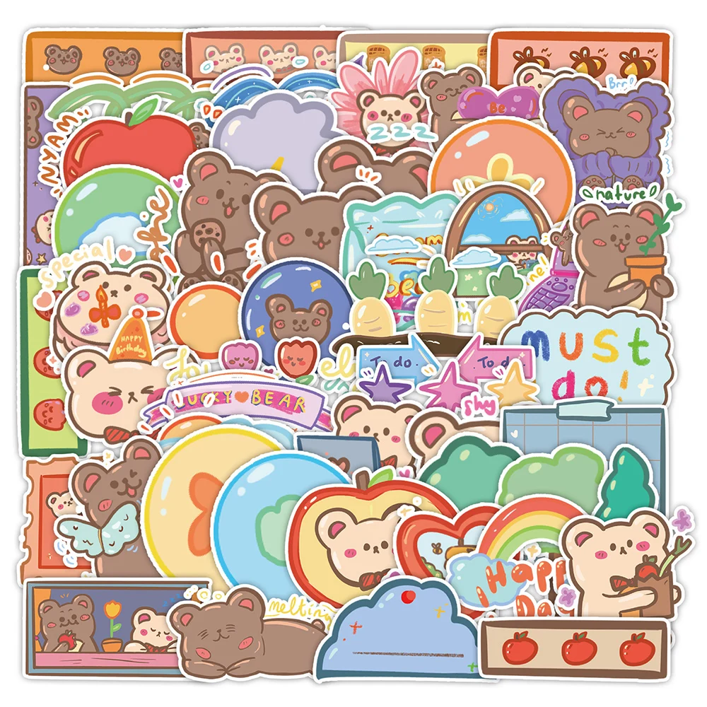 

10/30/50pcs Kawaii Anime Bears Stickers Cartoon Animal Sticker Scrapbooking Skateboard Suitcase Weather Graffiti Decal Toys Gift