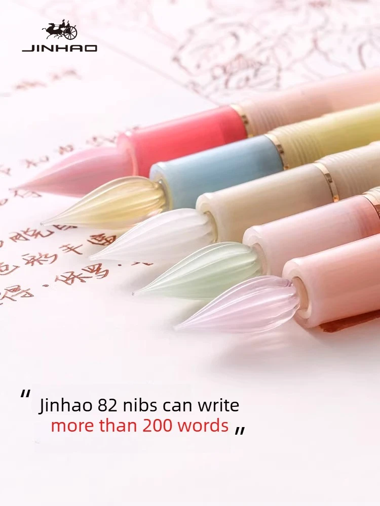 

Ручка-пера JINHAO 82, розовое золото, клипса цвета макарон, с стеклянным наконечником, набор для каллиграфии, канцелярские товары для школы и офиса