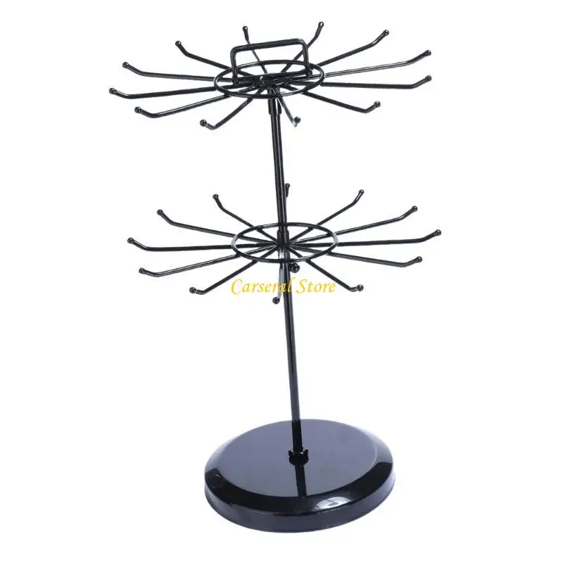 

M4YF Rotating Metal Jewelry Rack 2 Tiers Display Stand for Necklaces and Bracelets Spinning Keychain Holder