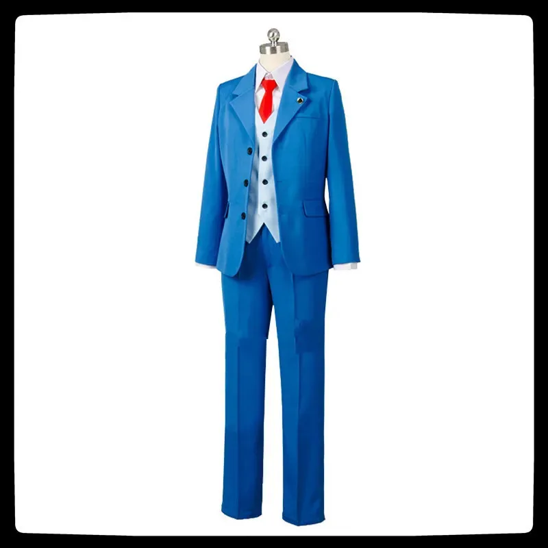 

Ace Attorney Phoenix Wright Ryuichi Naruhodo Blue Suit Full Set Halloween Cosplay Costume and wigs tie yj4k