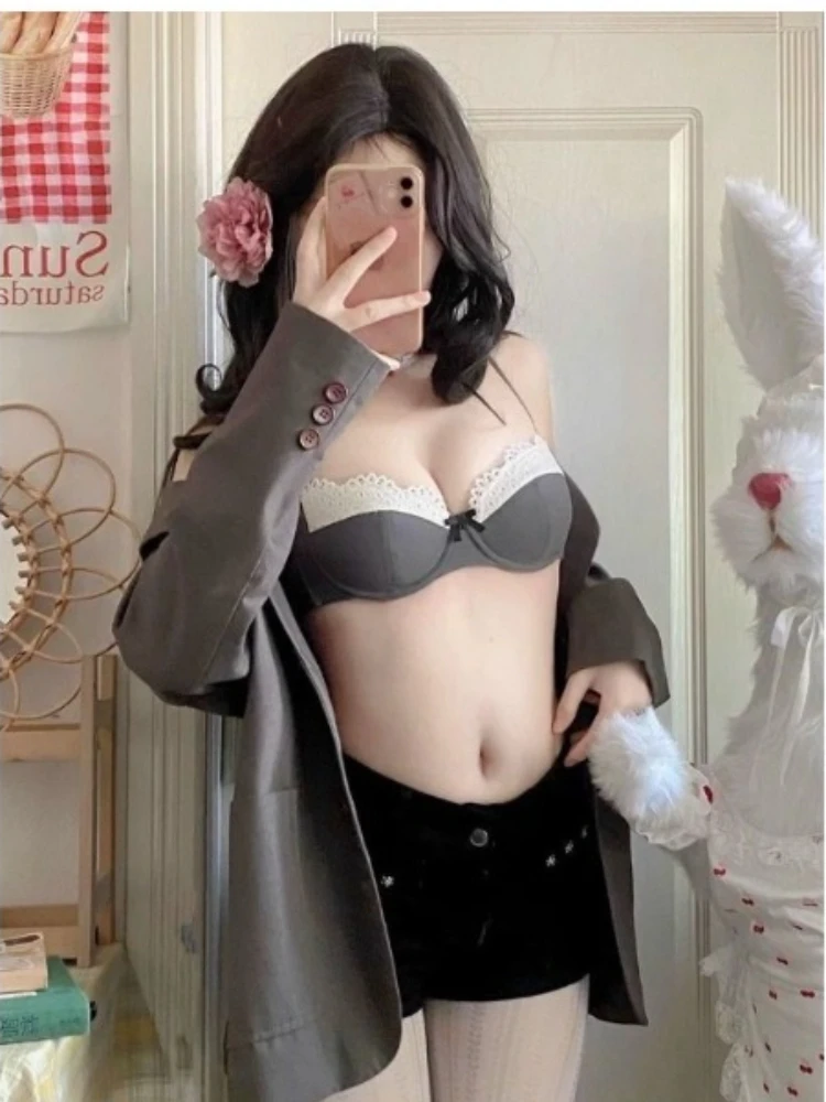 Elegantes französisches Spitzen-BH-Set für Damen, Push-Up-Dessous, kleine Brüste, verbessert das Dekolleté, Neujahrs-Bestseller, anspruchsvolle Dessous