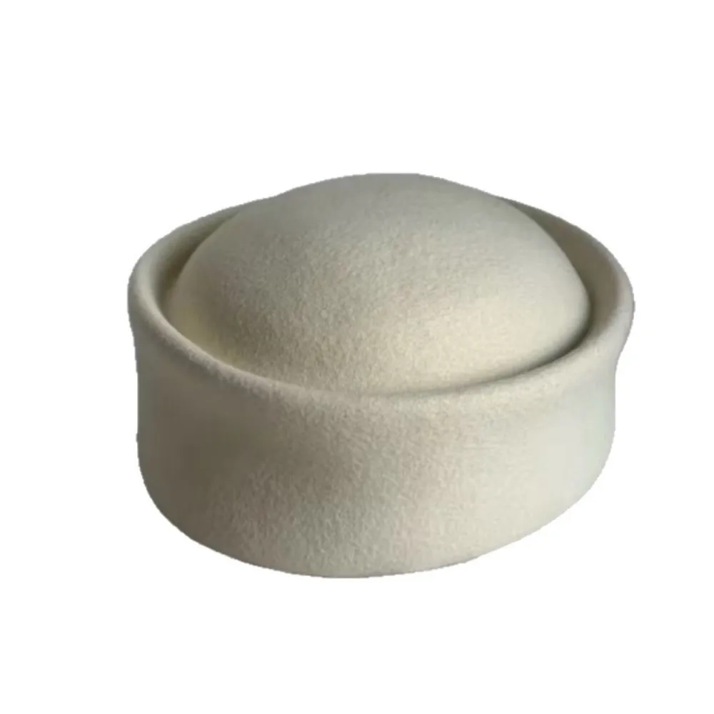 Flat Round Top Pillbox Hat Women 100% Wool Solid Color Retro Classic Warm Autumn Daily Headwear Fashion Outdoor
