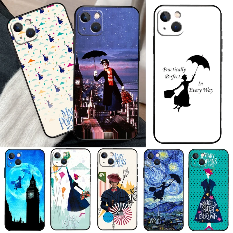 Mary Poppins Phone Case For iPhone 13 14 15 16 Pro Max 11 12 XS XR X Plus Shockproof Bumper Soft Cover