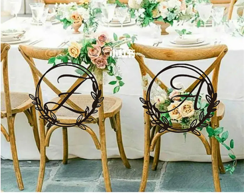 Name Letter Personalized Sign Chair Decor for Wedding Chair Signs,Exquisite Wooden Chair Back Hanging Pendant