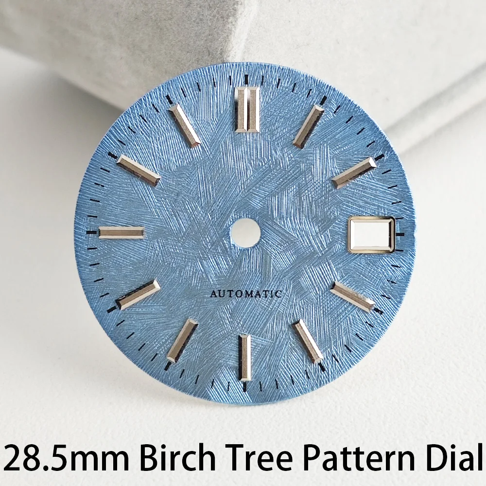 28.5mm Birch Tree Pattern Watch Dial Fits NH35 NH36 Movement Accessories Silver Scale Multi Color Dial Watch Mod NH35 Dial