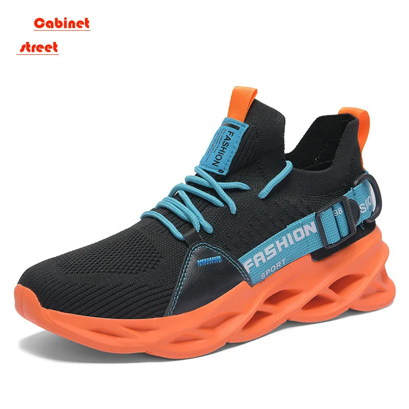 Plus Size Men's Shoes 46 Foreign Trade Men's Shoes Flying Knitting Blade Sole Breathable Lightweight Running Couple Shoes