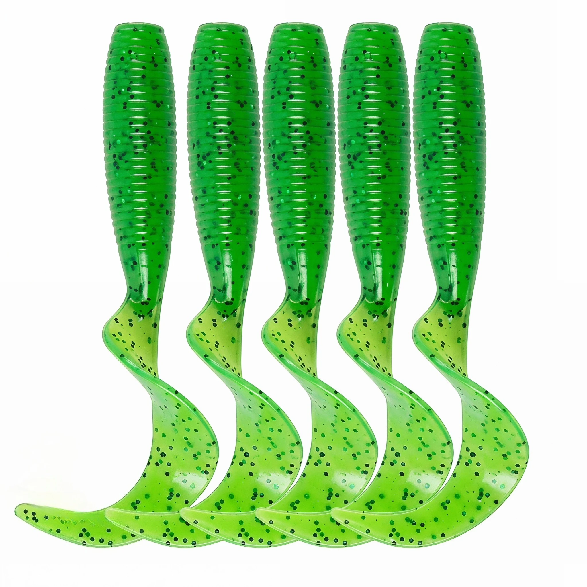 Goture 5pcs Fishing Lures Curly Tail Lure Long Tail Worm Soft Lures Swimbaits Artificial Bait for Bass Crappie Fishing