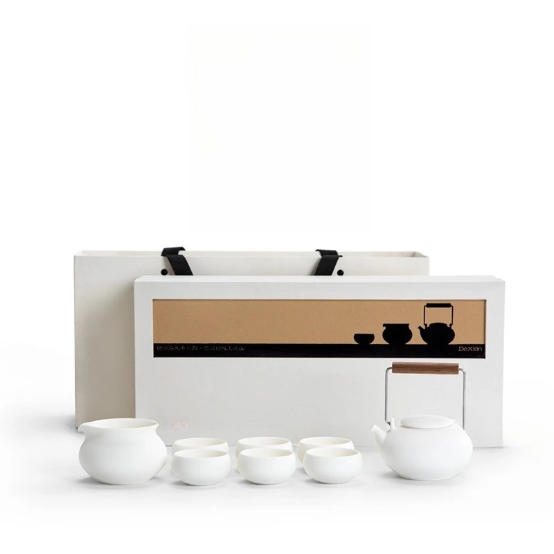 

Free time, tea set, set, high-end, light luxury, beam pot, teacup, white porcelain, gift giving