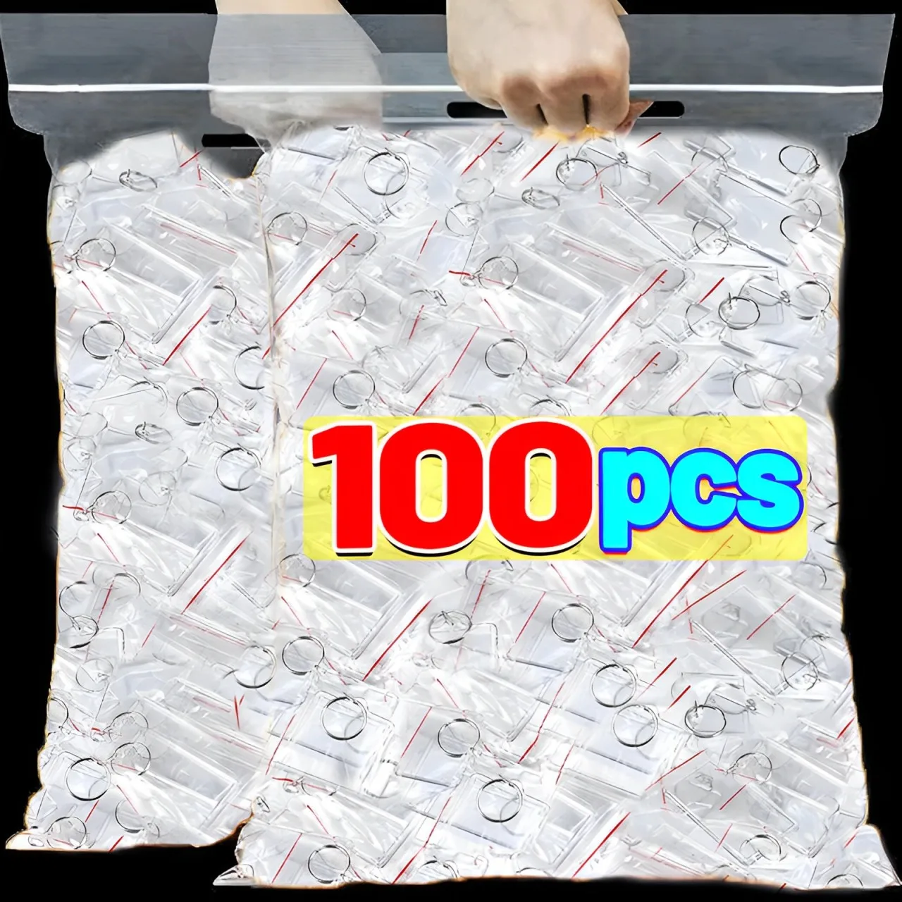 5-100pcs Transparent Photo Frame Keychain Tassels Snap-In Custom Insert Photo Acrylic Blank Keyring Clear Blank Picture Pendant