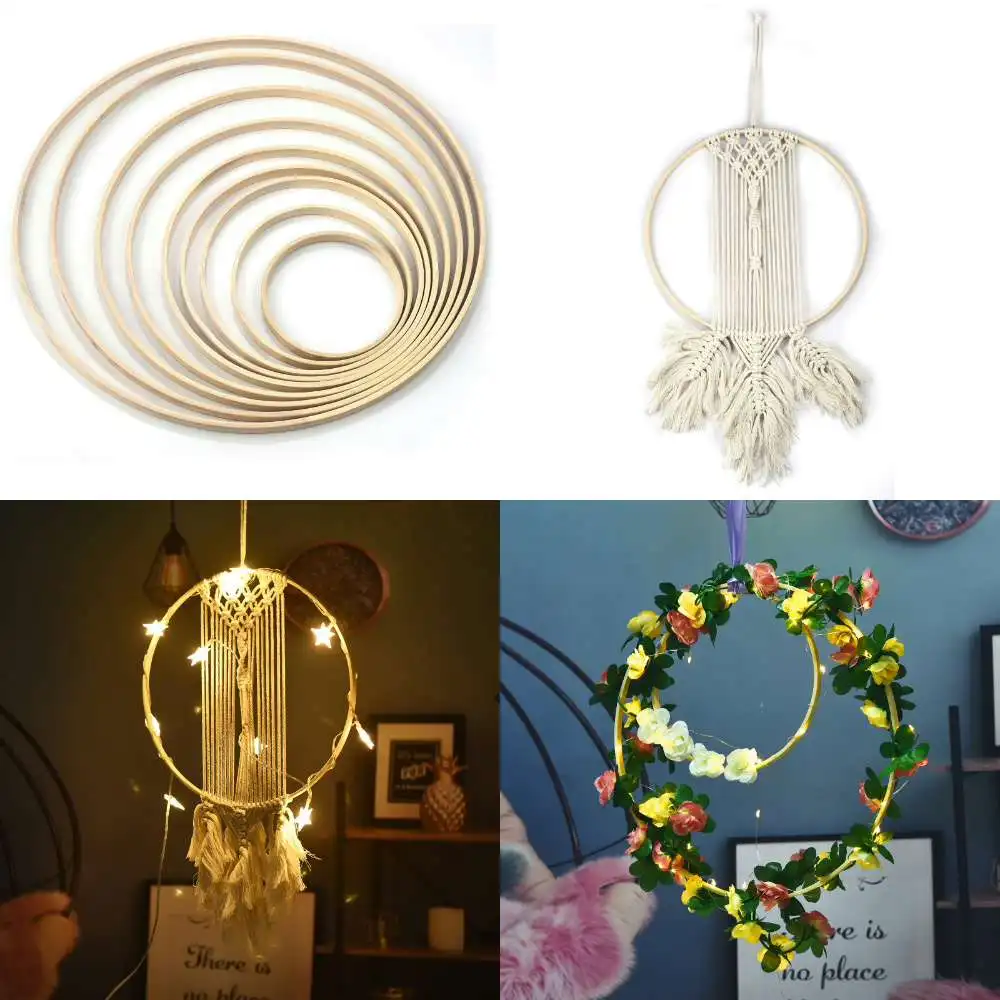 1/5pcs Wooden Ring Round Bamboo Circle Dream Catcher Embroidery Hoop Craft Cross Stich Hanging Rack Wedding Party Holiday Decor