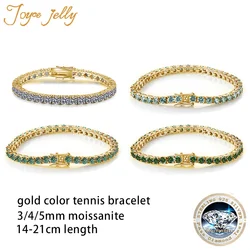 JoyceJelly S925 Sterling Silver Plated 18k Yellow Gold Jewelry D VVS1 Moissanite Tennis Bracelet With GRA Bracelets For Women