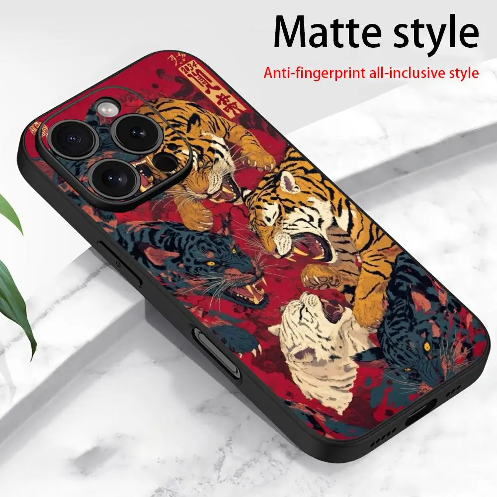 

Fierce Tiger Phone Case Suitable for iPhone 16 15 14 13 12 11 Pro/Max/Plus All Inclusive Matte Soft Case